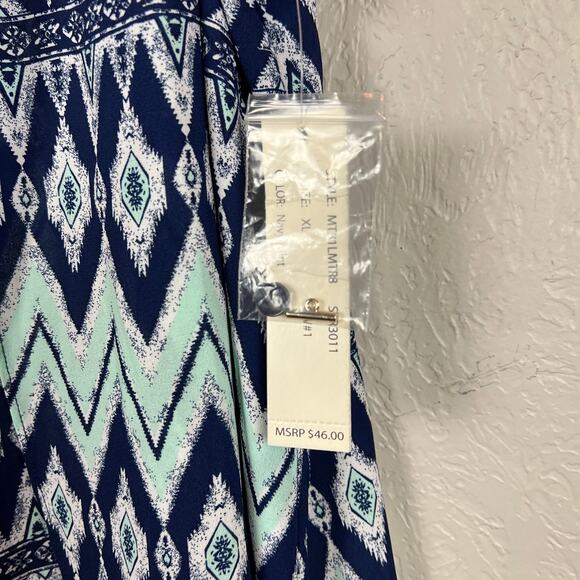 NEW! Zac & Rachel Hi Lo Button Up Shirt Geo Print Blouse - XL - Picture 3 of 5